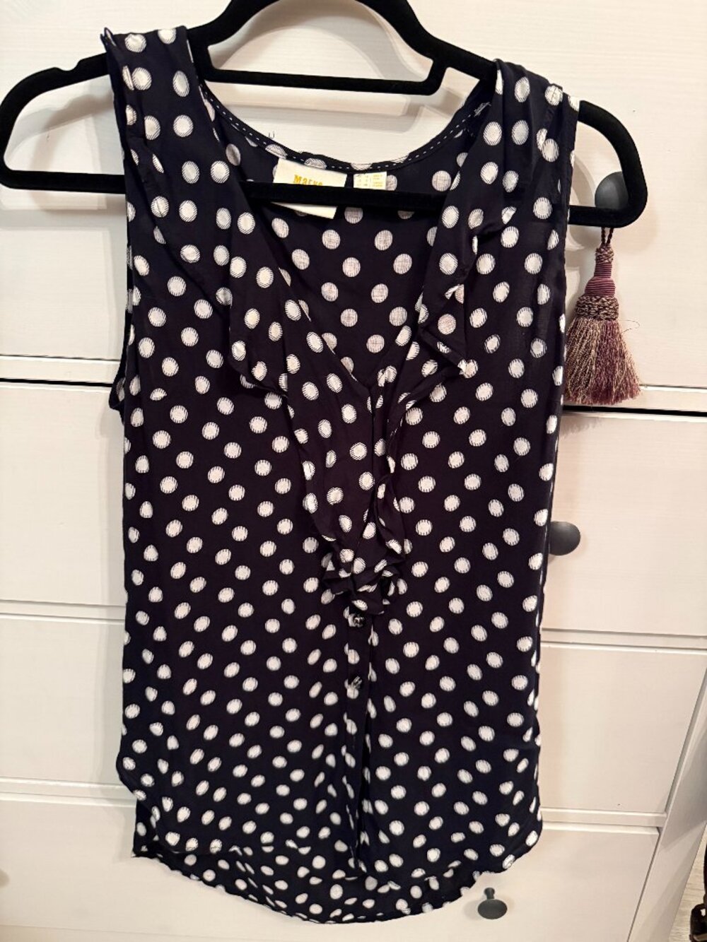 Anthropologie Maeve polka dot sleeveless blouse sz 8